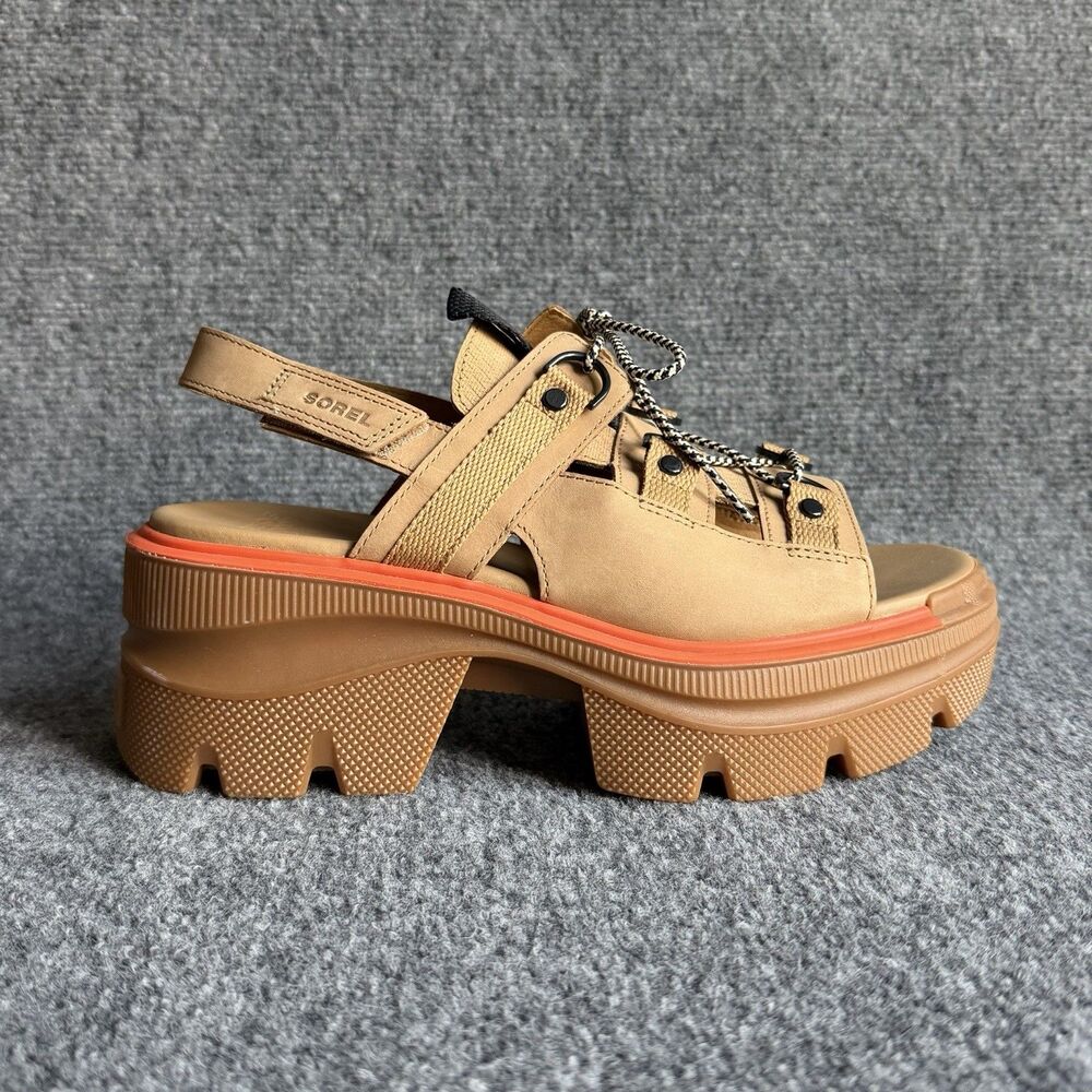 SOREL Rein CB Lace-Up Platform Sandal Women’s 11 Caribou Buff NL5221-263
